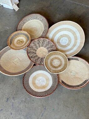 Serena & Lily Del Sol Coastal Baskets (Set of 8)-Natural Brown/White/Gold